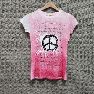 SUNSHIRT Women's Pink Bahamas Peace Sign Graphic Burnout T-Shirt Size XL
